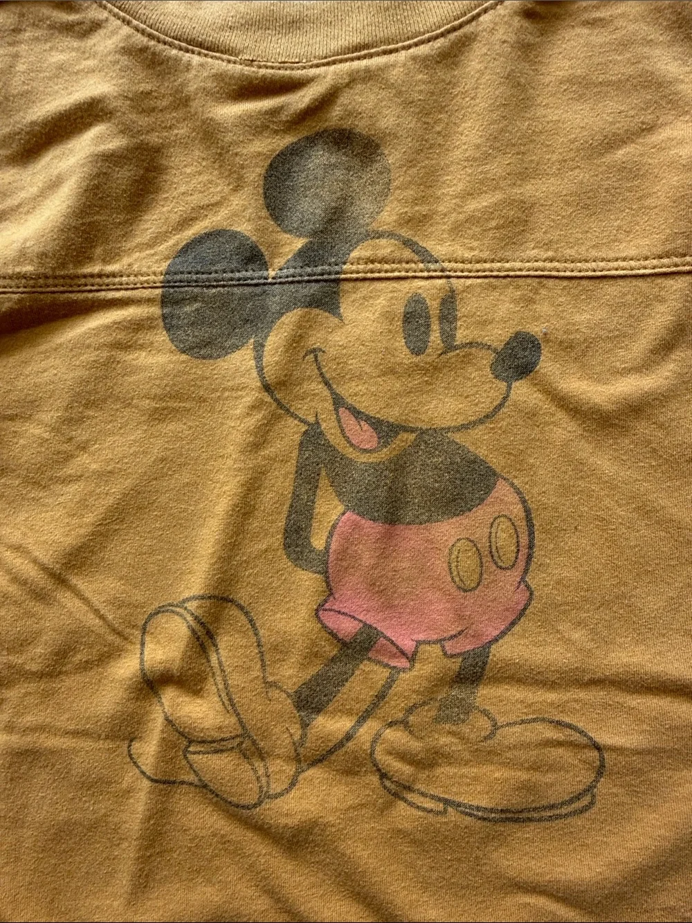 GAP Mustard Long-Sleeve Mickey Mouse Graphic Tee Size Small